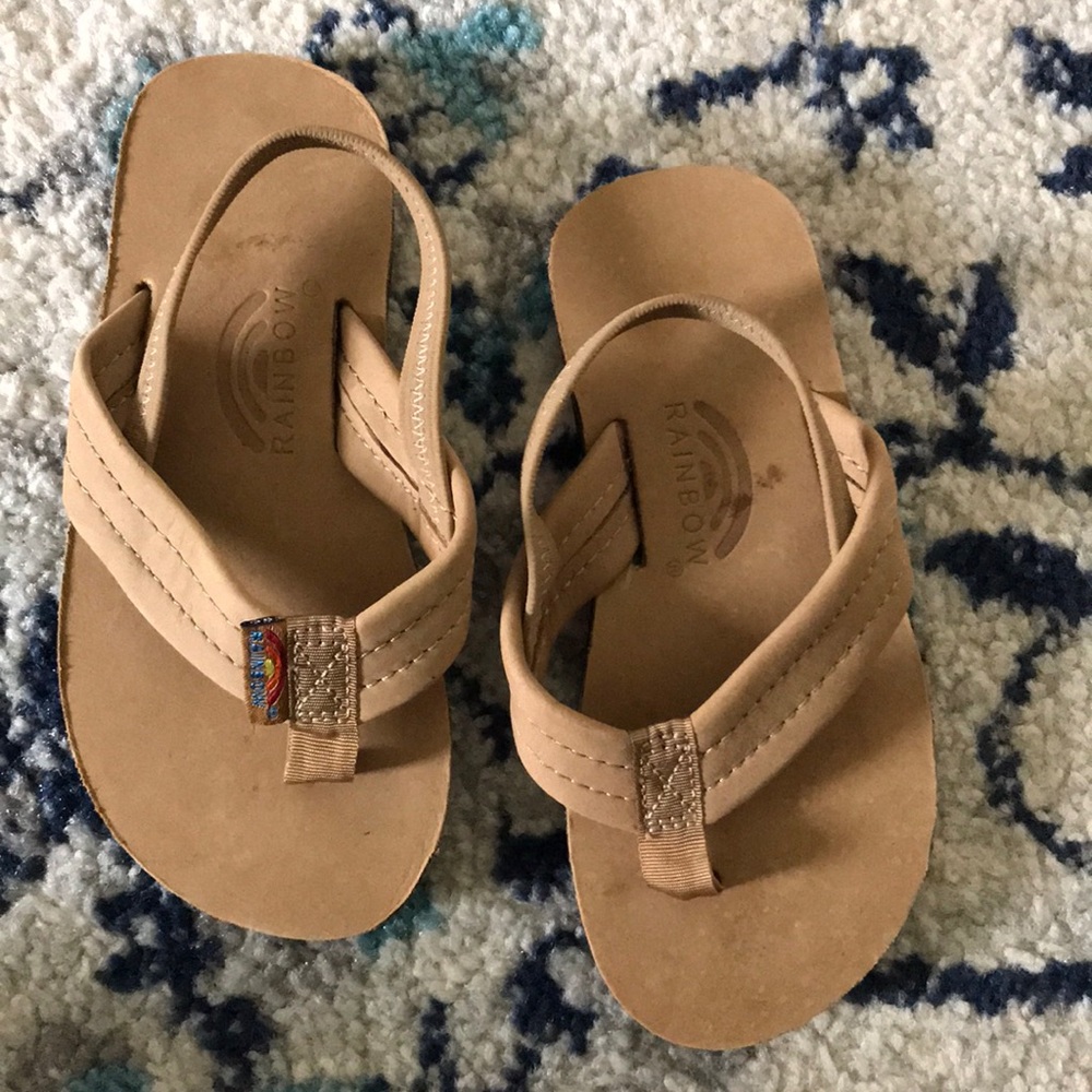 Rainbow leather sandals with back strap.